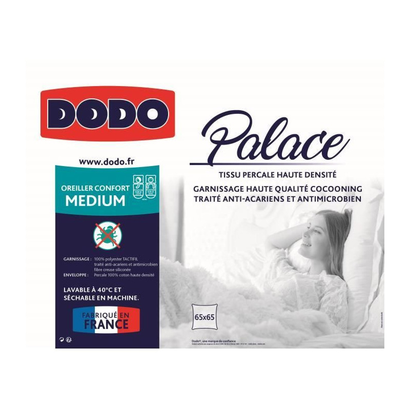 DODO Percale Anti-Mite Pillow PALACE - 65 x 65 cm