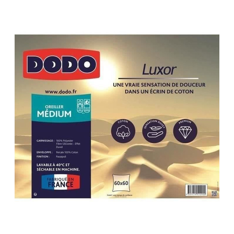 Luxor pillow dodo 60x60 cm - 100% cotton - down effect