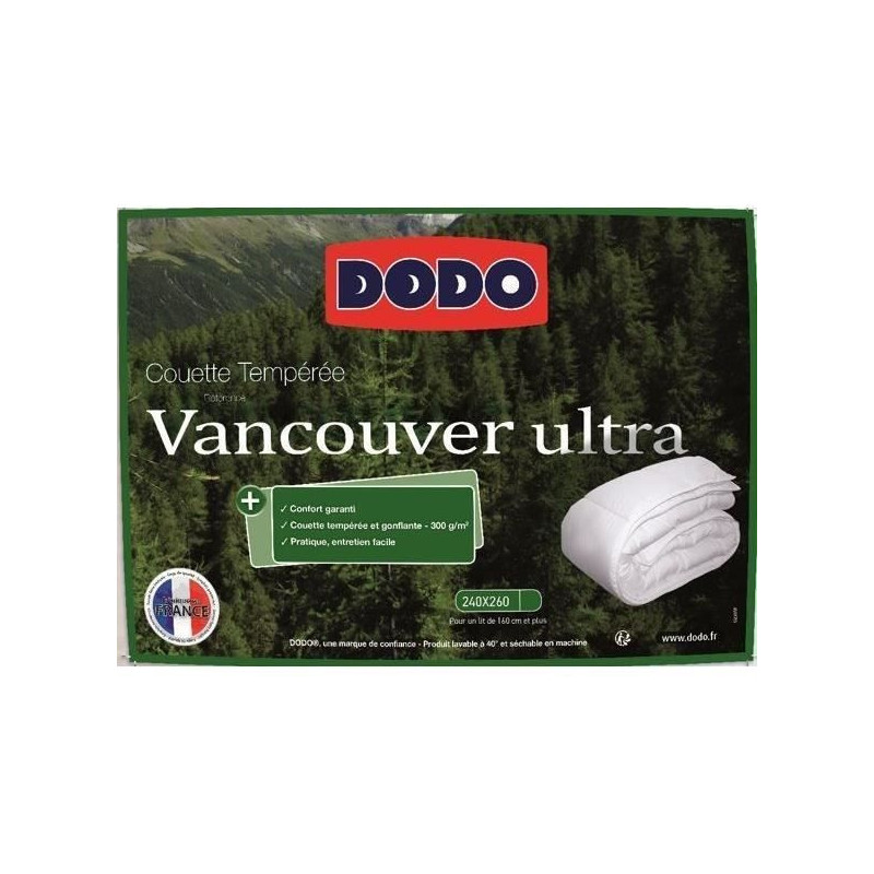 Duvet 240 x 260 cm - Dodo - Temperate - 100% Polyester fiber - For 2 p