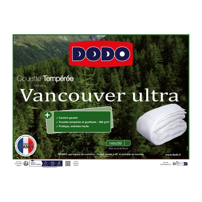 Dodo Vancouver Duvet - 140x200 cm - Ultra temperate - Made in France