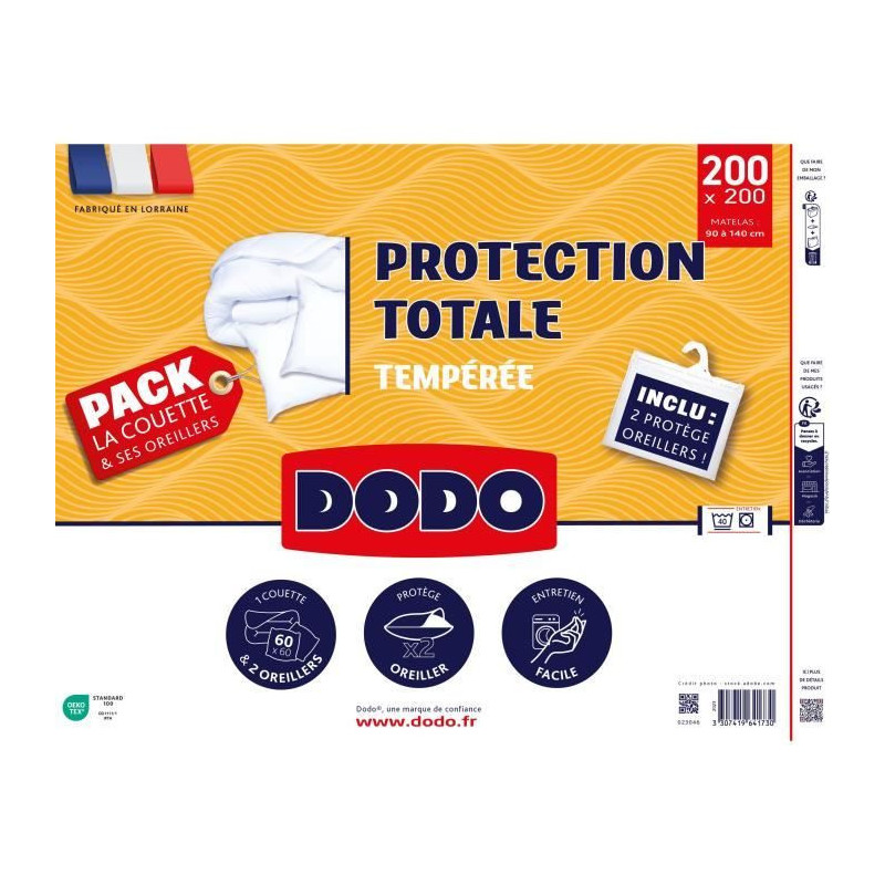 Protection pack: duvet 220x240 cm + pillowcase + 1 pillow protector -