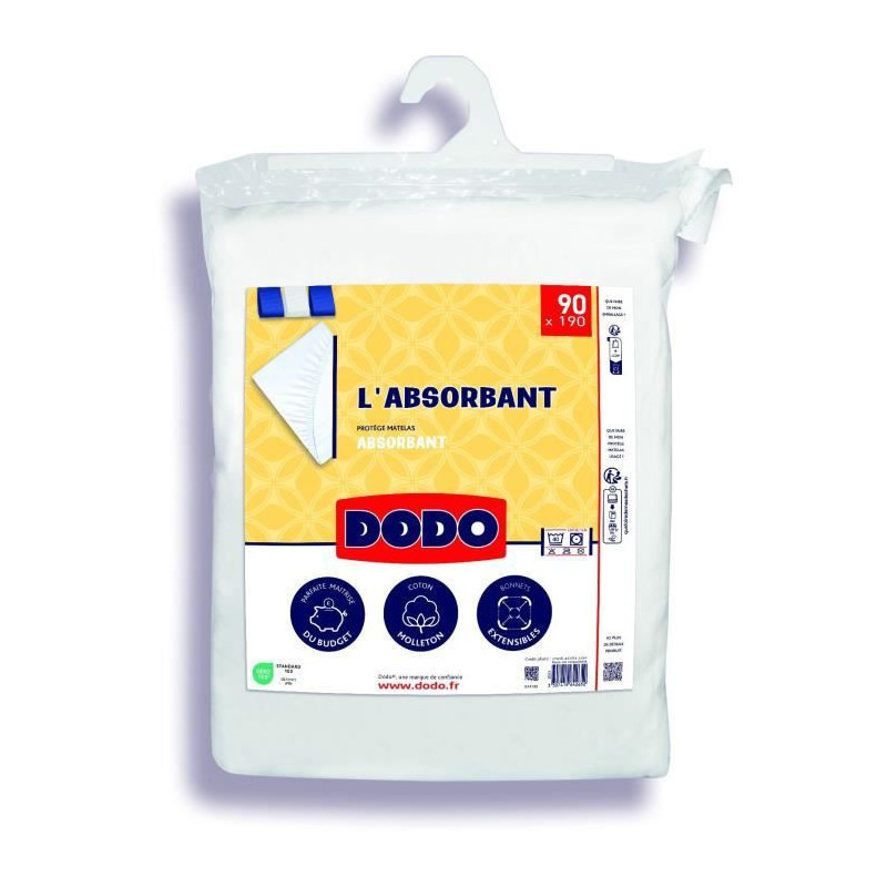 Absorbent mattress protector - 90x190 cm - polyester
