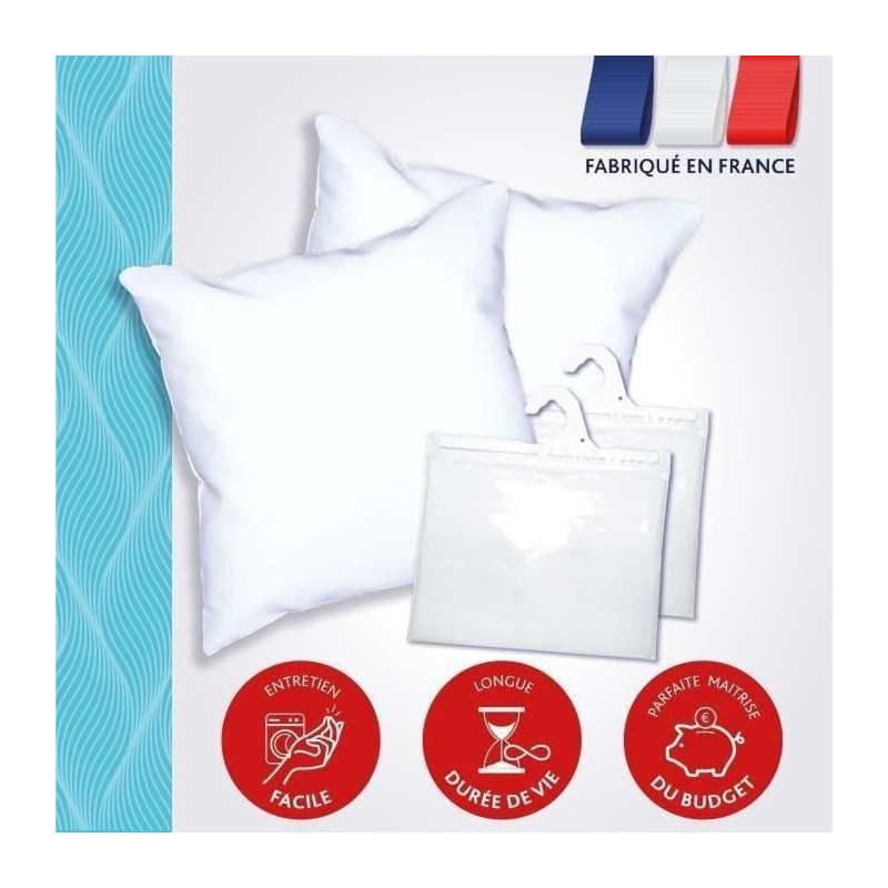 DODO Pack 2 trendy pillows 60x60cm + 2 waterproof pillow protectors 60
