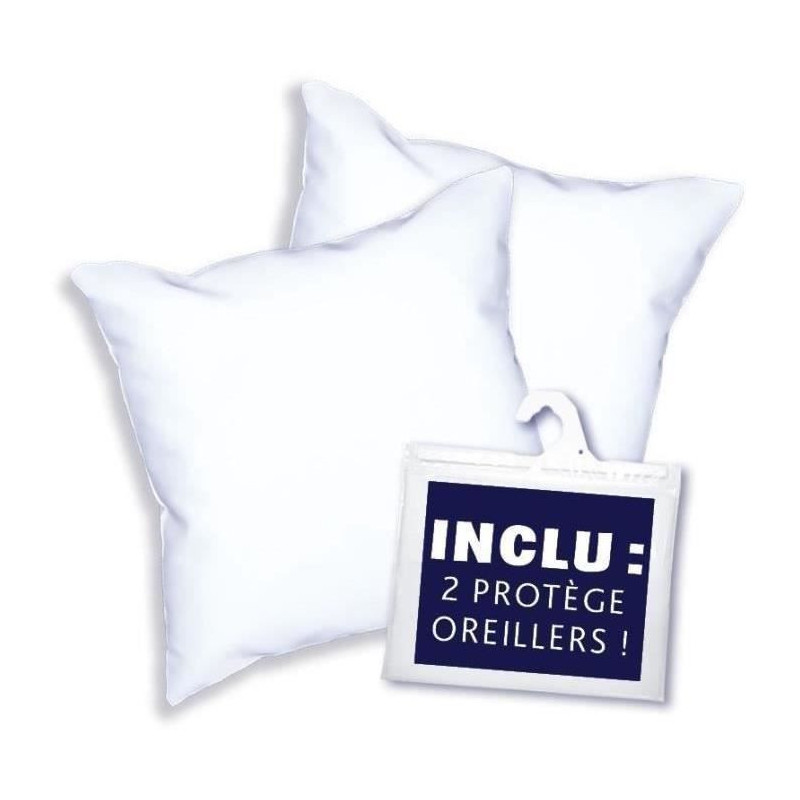 DODO Pack 2 trendy pillows 60x60cm + 2 waterproof pillow protectors 60