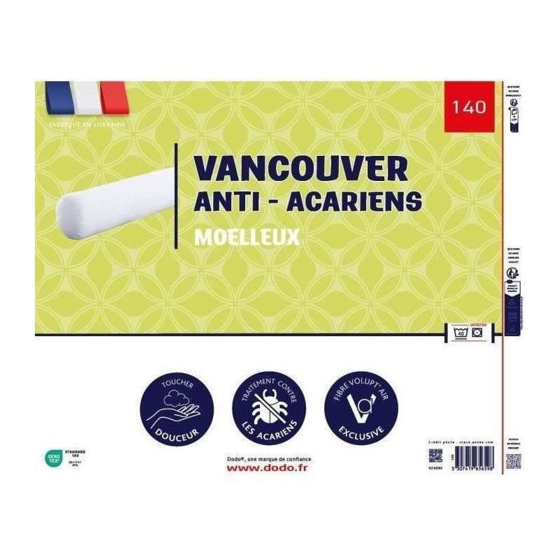 VANCOUVER bolster 140 cm - anti-mite - 100% Polyester - DODO