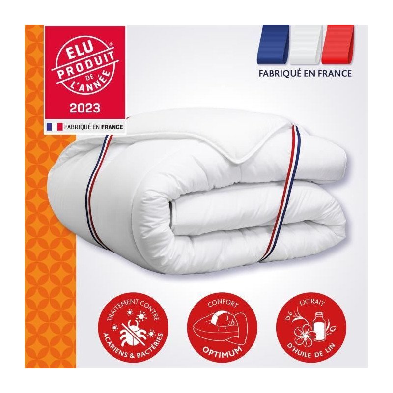 Duvet 220x240 cm DODO CHAMPS DE LIN - Warm - 450G/m² - Duvet for 2 pe