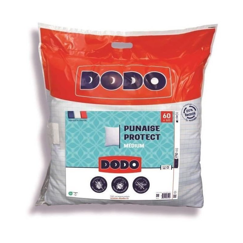 DODO medium pillow 60x60 cm - Anti-bug, anti-mite protection - 550 gr