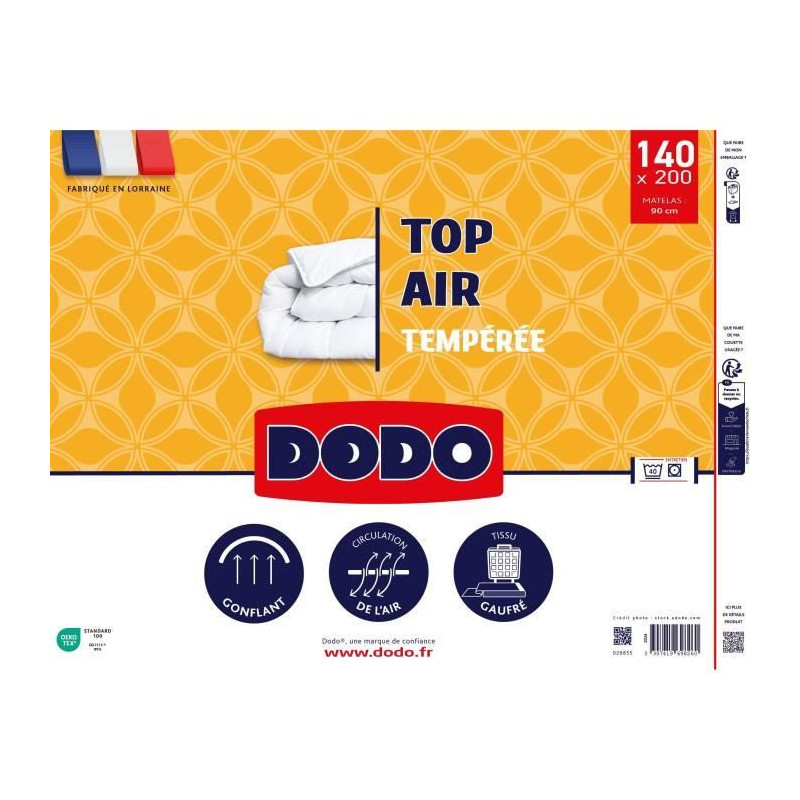 Temperate duvet - DODO - TOP AIR - 140 x 200 cm - 300G/M² - White