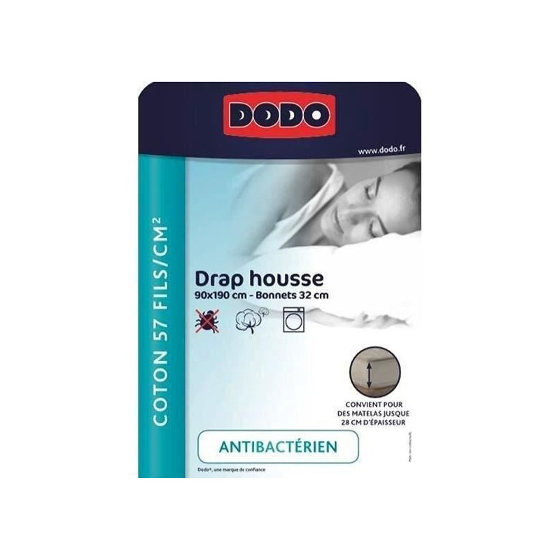 Dodo - antiBacteriens - Taupe - 90x190 cm cover sheet - Bonnet 32 ??cm