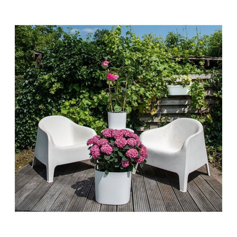 Pot with water reserve - GARDEN ID Respect - White 40 x 40 cm - 100% h