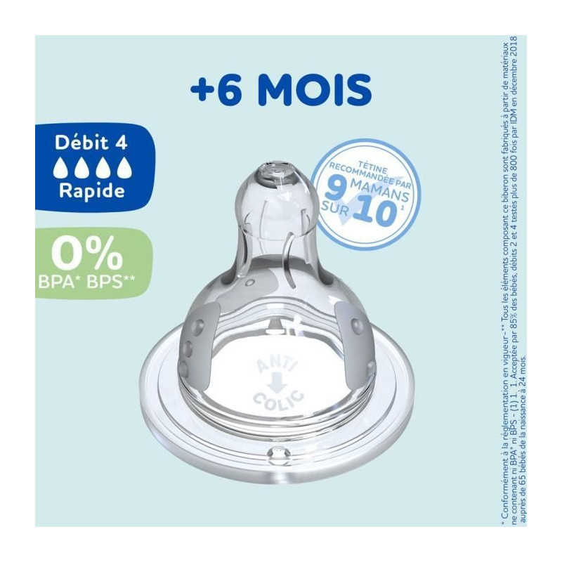 Set of 4 DODIE Initiation round pacifiers - Flow rate 4
