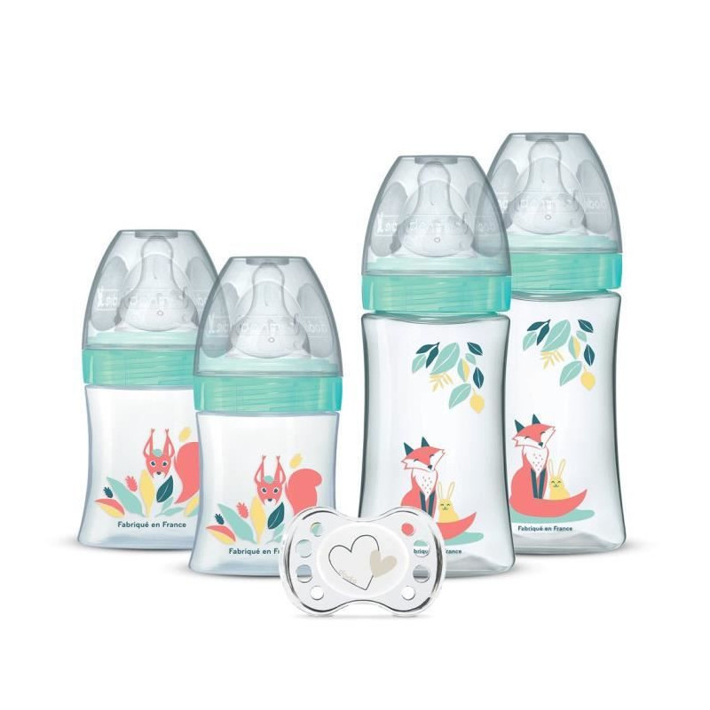 DODIE Set of 4 birth bottles Round Anti-Colic Teat (2x150mL and 2x270m