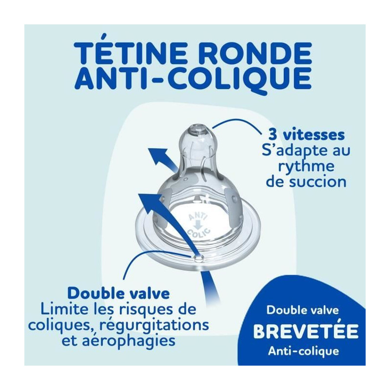 DODIE Set of 4 birth bottles Round Anti-Colic Teat (2x150mL and 2x270m