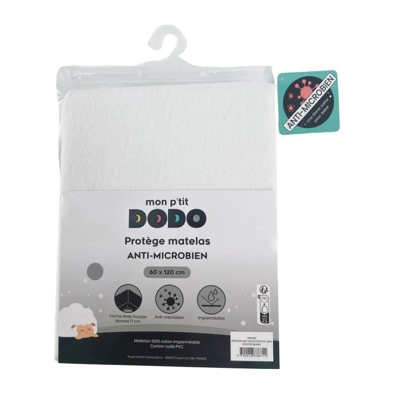 Mattress protector - MON P'TIT DODO - 1901481 - PVC fleece - Antimicro