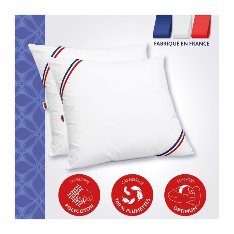 Dodo lot of 2 pillows Meribel Plumettes 60x60cm
