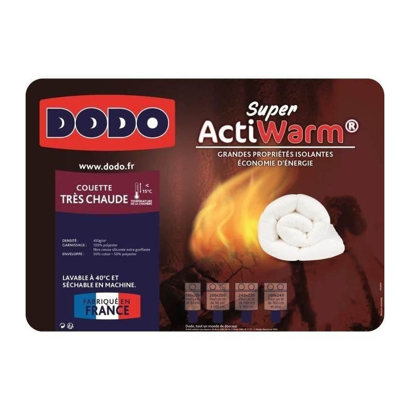 Dodo very hot duvet 450g/m² Super Actiwarm 240x260 cm white