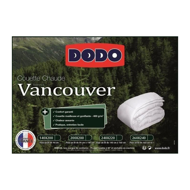 Vancouver hot duvet - 200 x 200 cm - 400gr/m² - White - Dodo