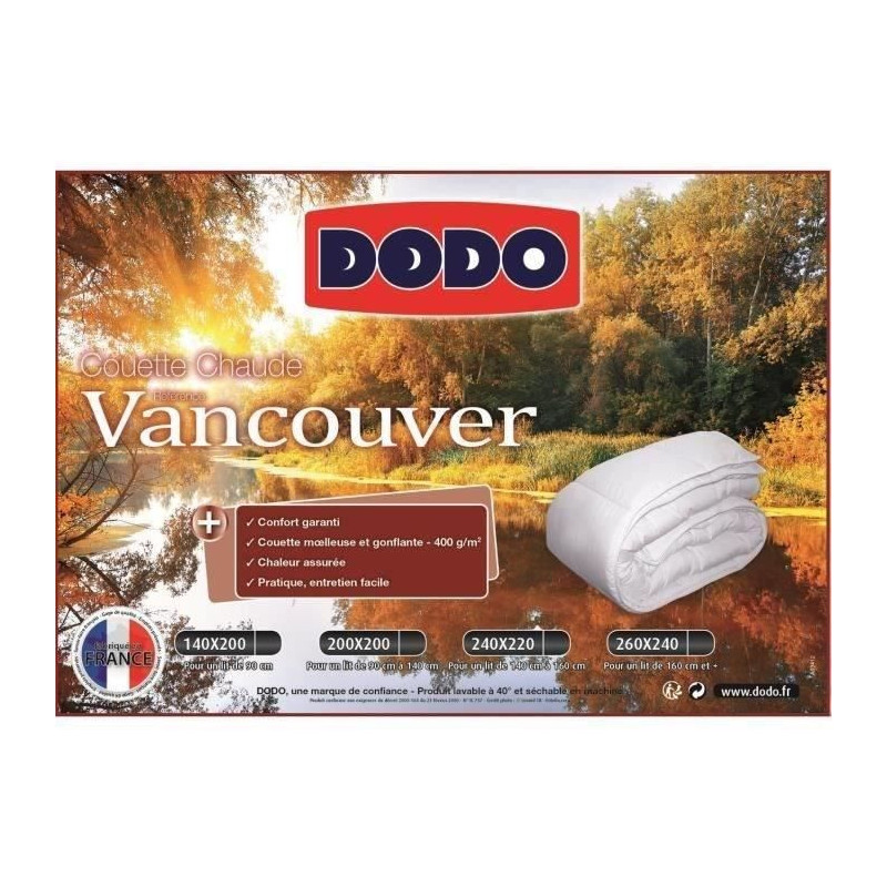 Vancouver hot duvet - 240 x 260 cm - 400gr/m² - White - Dodo