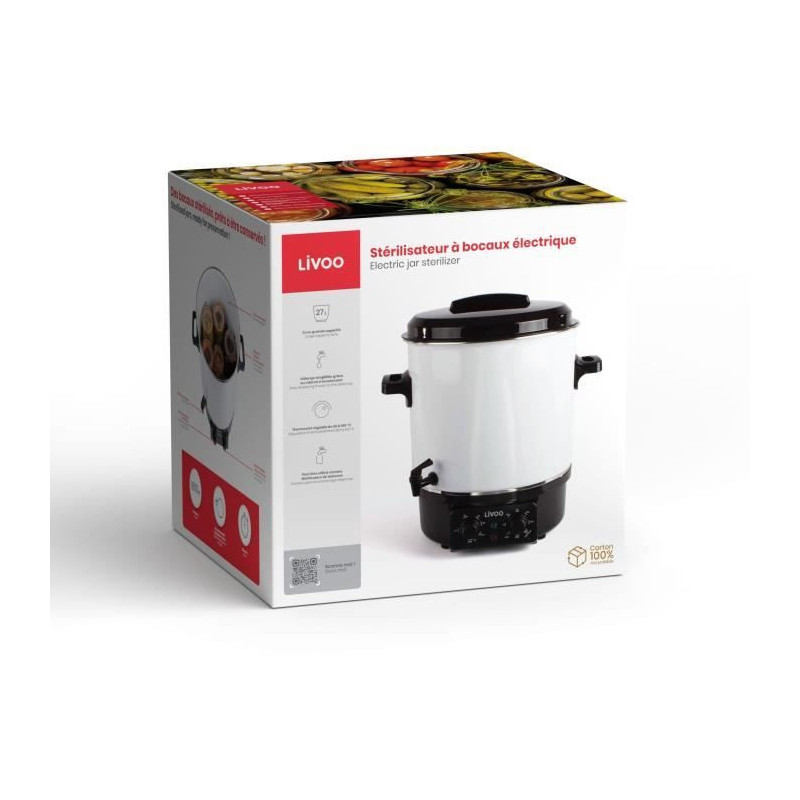 Electric jar sterilizer - LIVOO - DOM334 - 1800W - 27L - Ø35 cm - Adj