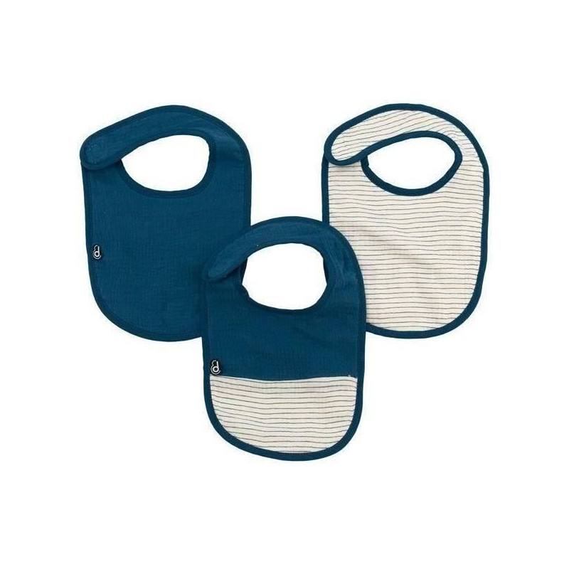Pack of 3 bibs - DOMIVA - 0-6 months - Cotton gauze - Indigo