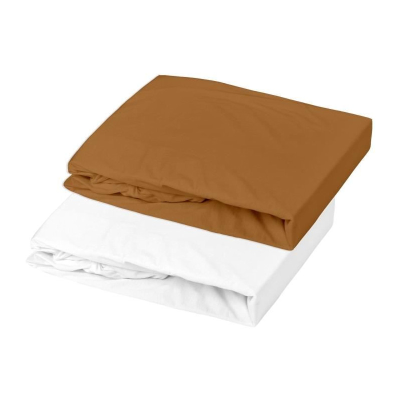 Polyurethane mattress cover + fitted sheet - 60x120 cm - Caramel