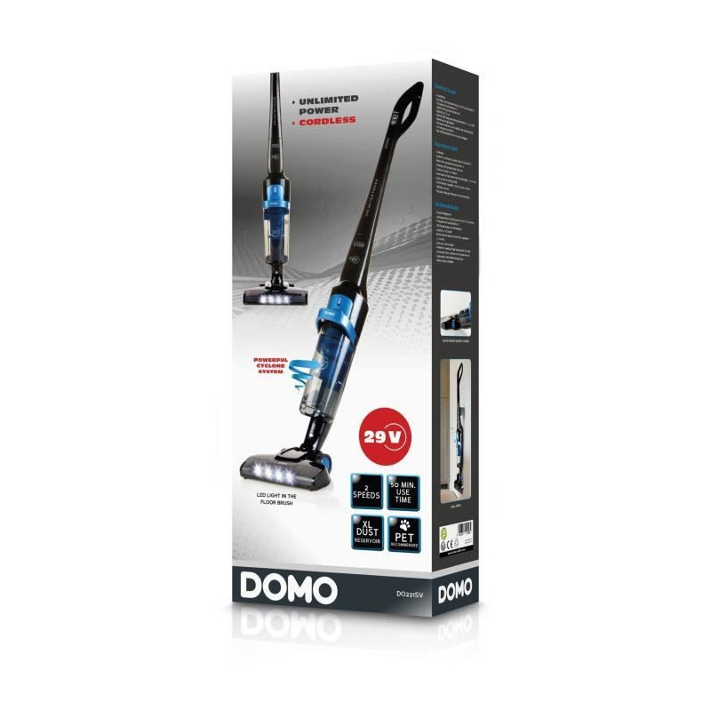 DOMO Cordless vacuum cleaner DO221SV - Cyclonic system - Li-Ion batter