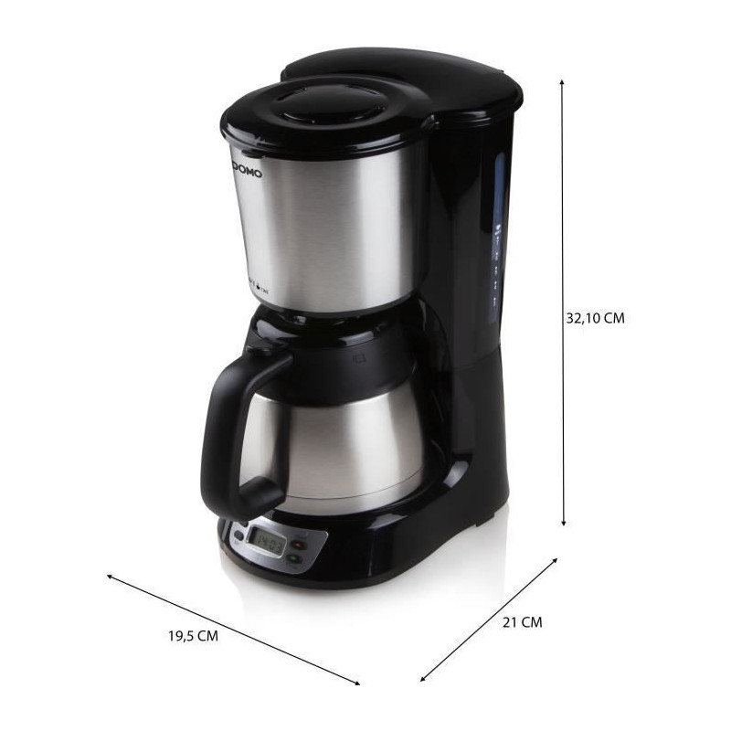 Filter coffee maker - DOMO - DO709K - 1000 W - 1 L - 8 cups - LCD scre