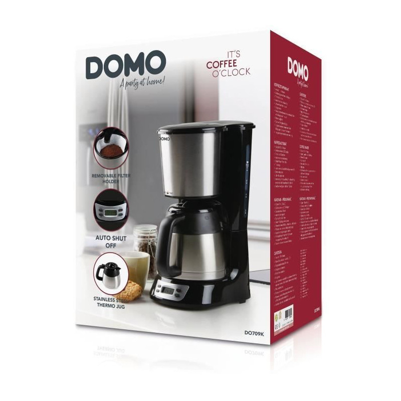 Filter coffee maker - DOMO - DO709K - 1000 W - 1 L - 8 cups - LCD scre