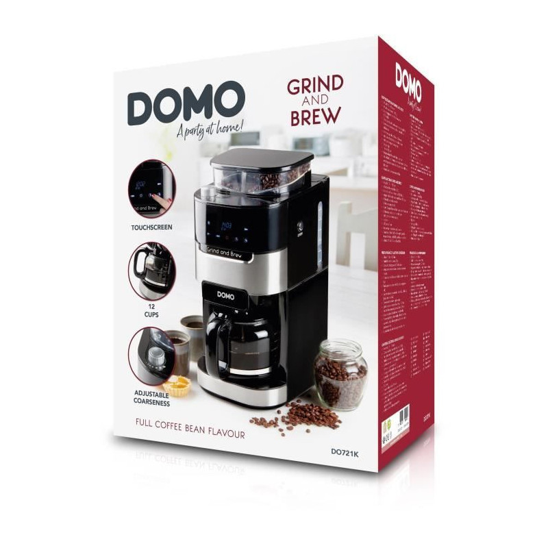 DOMO DO721K - 1.5L coffee maker - 12 cups - LCD screen, touch buttons