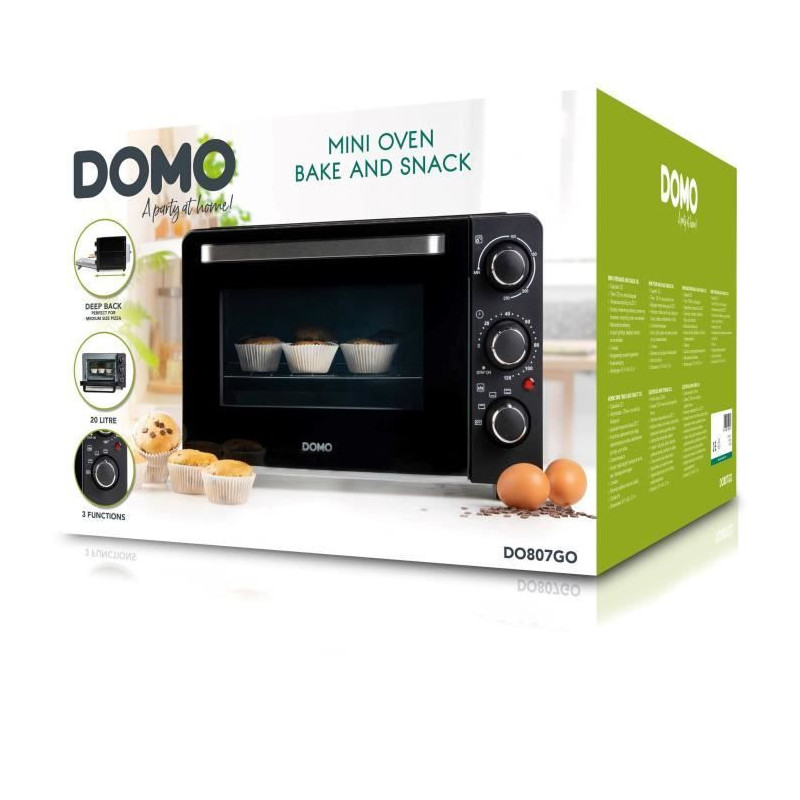 DOMO DO807GO mini bake and snack oven - 20 L - black - 1300watt -