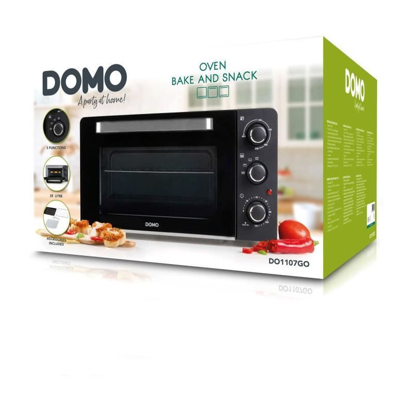 DOMO DO1107GO mini bake and snack oven - 28 L - black - 1500watt -