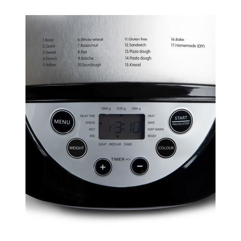 XL automatic bread machine - DOMO - B3977 - 850 W - 17 programs - LCD