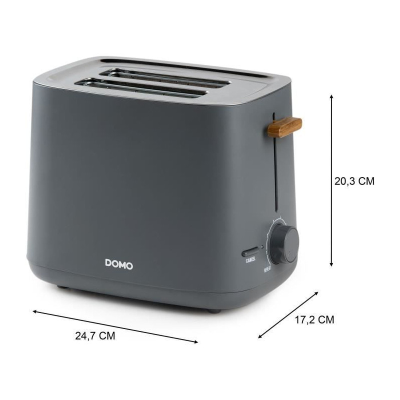 Electric toaster - DOMO - DO965T - 1000 W - 2 slots - Black