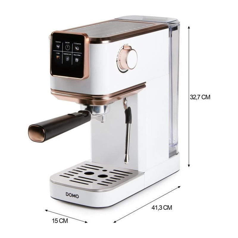 3-in-1 espresso machine - DOMO - DO746K - 1350 W - 20 Bar - White / Pi