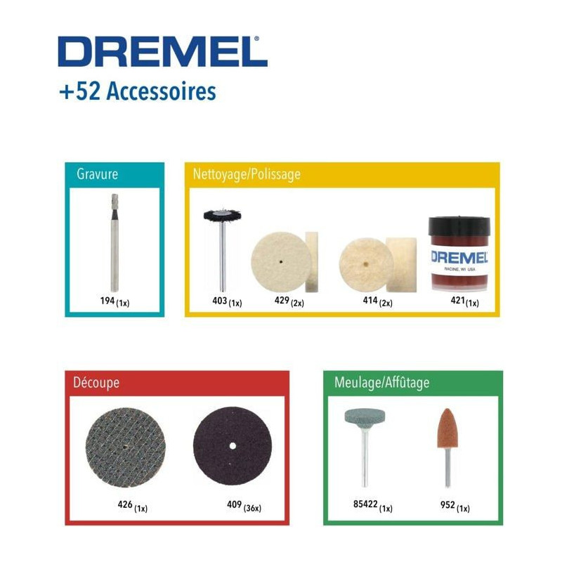 Dremel Kit for general work of 52 pieces 687