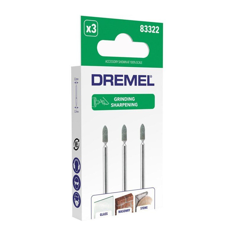 Set of 3 dremel 83322 grinders (to rectify/mill, in silicon carbide,
