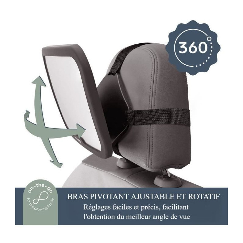 Large rectangular rearview mirror - DREAMBABY - Adjustable for rear se