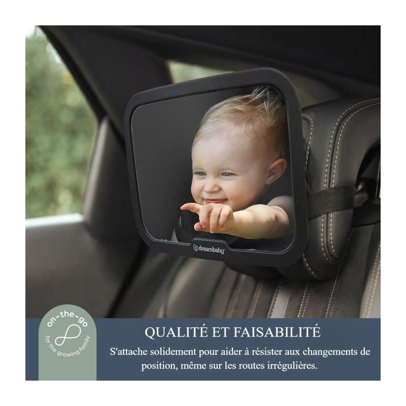 Large rectangular rearview mirror - DREAMBABY - Adjustable for rear se