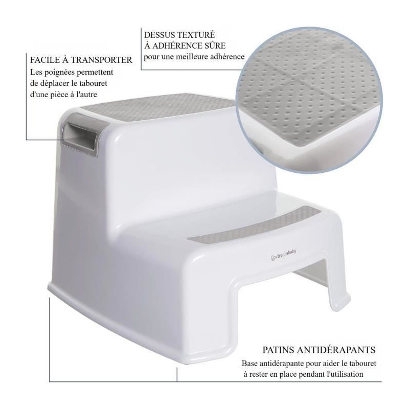 Step stool - DREAMBABY - 2 Up - Non-slip and textured - Up to 80 kg fo