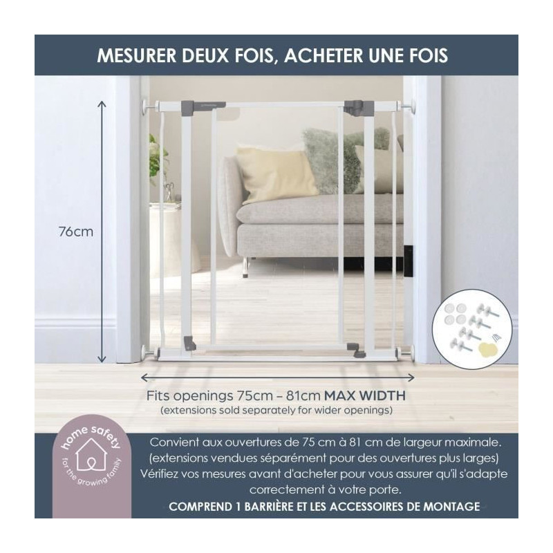 DREAMBABY Clear Panel Safety Gate - Hold-open Function - Anti-fall Bot