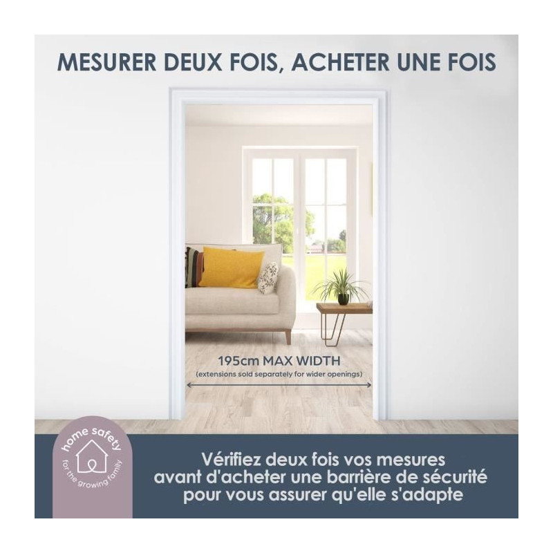 Child safety gate - Discovery 3 - DREAMBABY - 74.5 cm to 1.95 cm - Whi