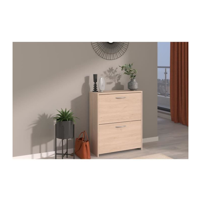 Shoe cabinet with 2 flaps - EASY LIFE - Oak - 66.5 x 78.5 x 25.1 - PAR