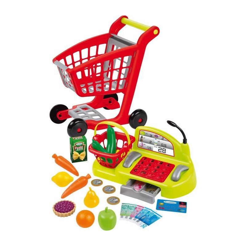 Ecoiffier supermarket cart with cash register