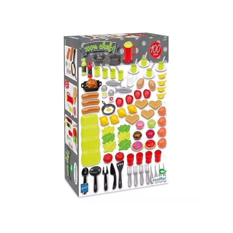 Dinette box 100 pieces - ECOIFFIER - 100% Chef Collection - From 18 mo