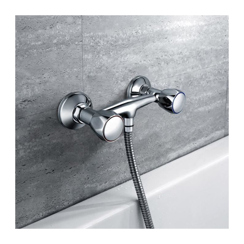 Shower mixer - EDOUARD ROUSSEAU - Konfort - Valve heads - Faceted meta