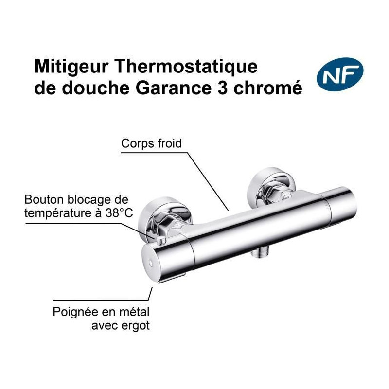 Thermostatic shower mixer - EDOUARD ROUSSEAU - Garance 3 - Cold body -