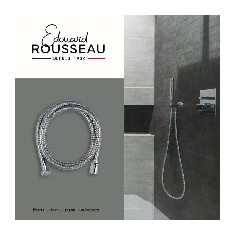 Shower hose - ROUSSEAU - Anti-twist metal nuts - Flow reducer - Length