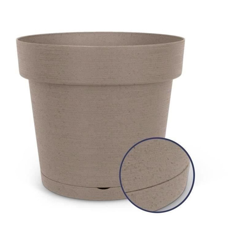 Water reserve pot - GARDEN ID Glamour - Taupe 40 cm - Grainy surface -