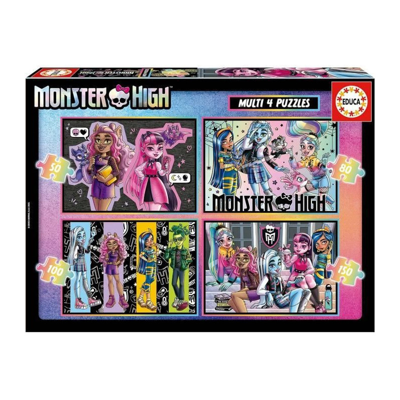 4 progressive puzzles - EDUCA - Multi 4 Monster High 50-80-100-150