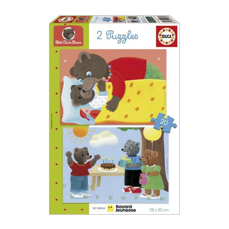 Puzzle - EDUCA - Little Brown Bear: Set of 2 puzzles of 20 pieces for